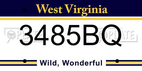 3485BQ West Virginia License Plate