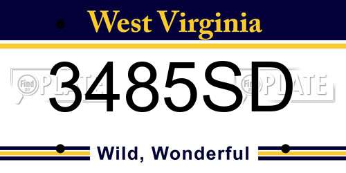 3485SD West Virginia License Plate