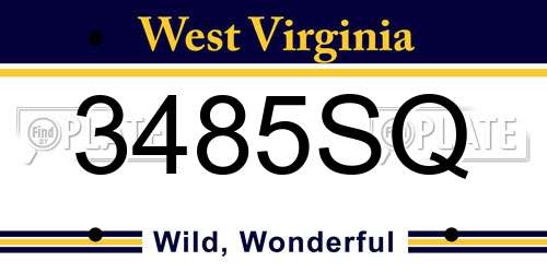 3485SQ West Virginia License Plate