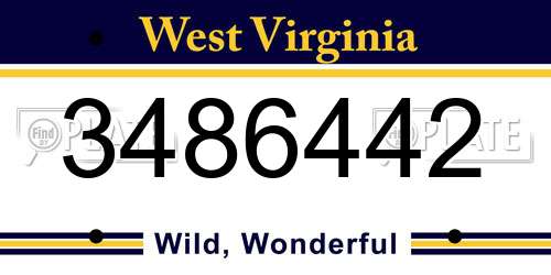 3486442 West Virginia License Plate