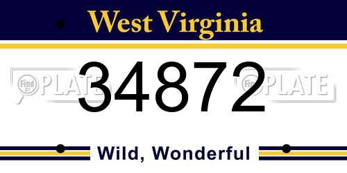 34872 West Virginia License Plate