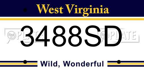 3488SD West Virginia License Plate