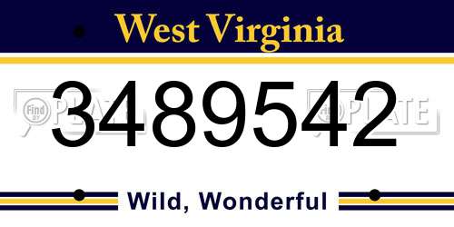3489542 West Virginia License Plate