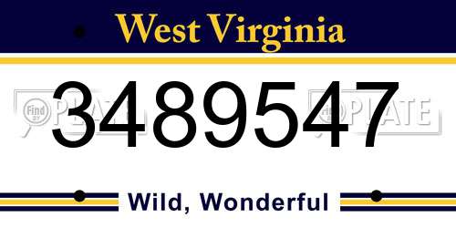 3489547 West Virginia License Plate