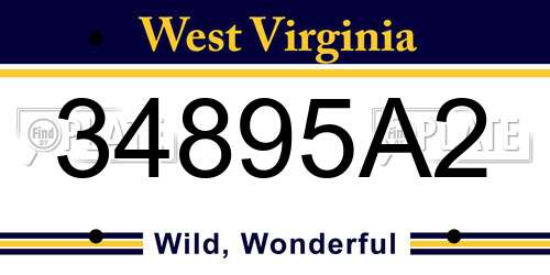 34895A2 West Virginia License Plate