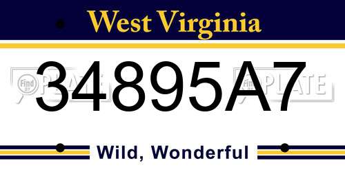 34895A7 West Virginia License Plate