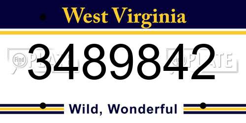 3489842 West Virginia License Plate