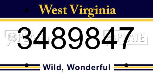 3489847 West Virginia License Plate