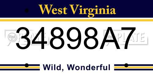 34898A7 West Virginia License Plate