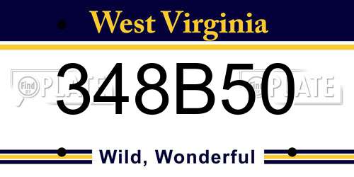 348B50 West Virginia License Plate
