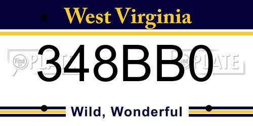 348BB0 West Virginia License Plate