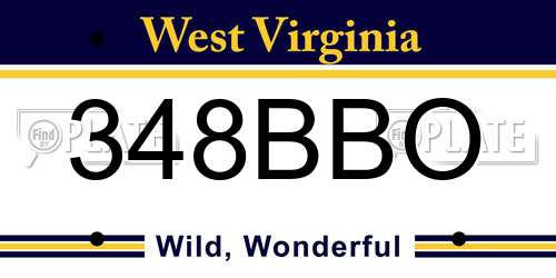 348BBO West Virginia License Plate