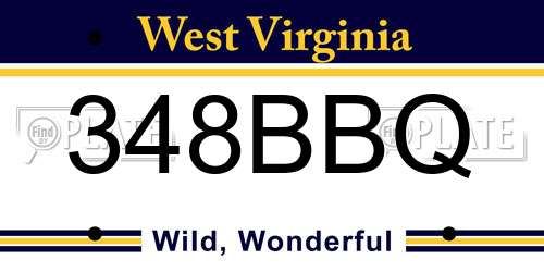 348BBQ West Virginia License Plate