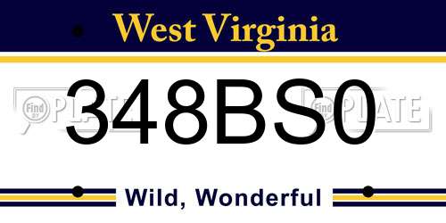 348BS0 West Virginia License Plate