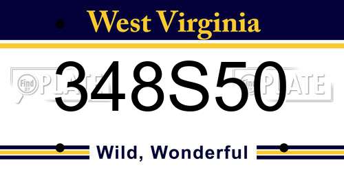 348S50 West Virginia License Plate