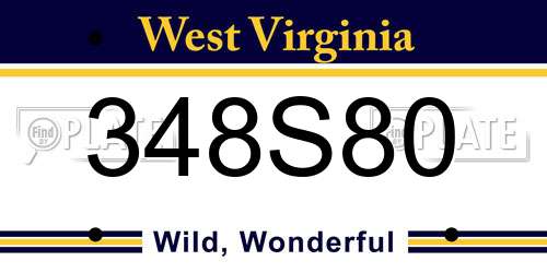 348S80 West Virginia License Plate