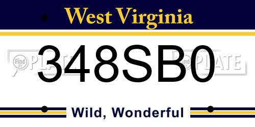 348SB0 West Virginia License Plate