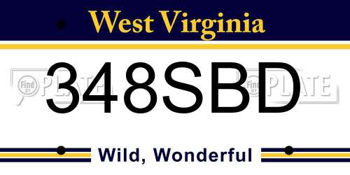 348SBD West Virginia License Plate