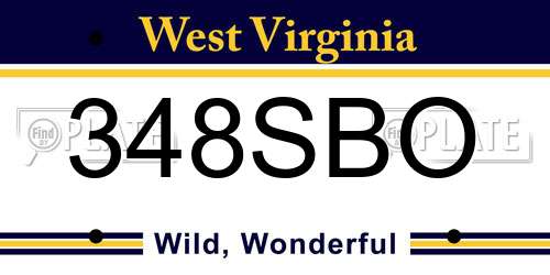 348SBO West Virginia License Plate