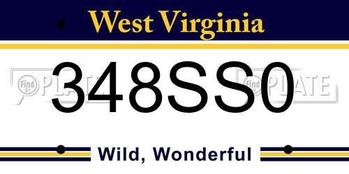 348SS0 West Virginia License Plate
