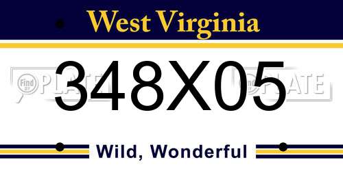 348X05 West Virginia License Plate