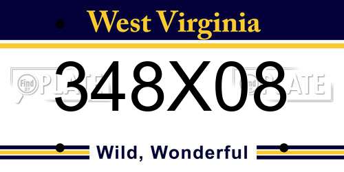 348X08 West Virginia License Plate