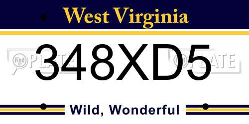 348XD5 West Virginia License Plate