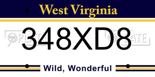 348XD8 West Virginia License Plate