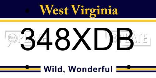 348XDB West Virginia License Plate
