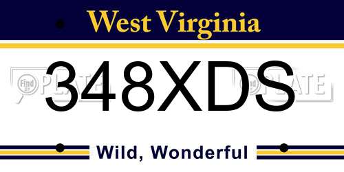 348XDS West Virginia License Plate