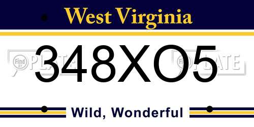 348XO5 West Virginia License Plate