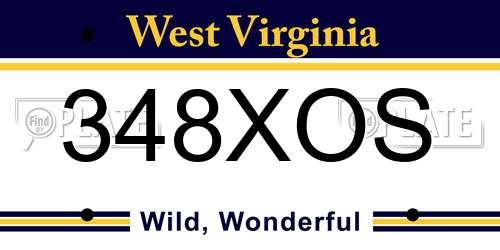348XOS West Virginia License Plate