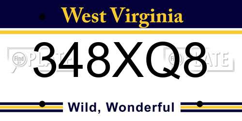 348XQ8 West Virginia License Plate