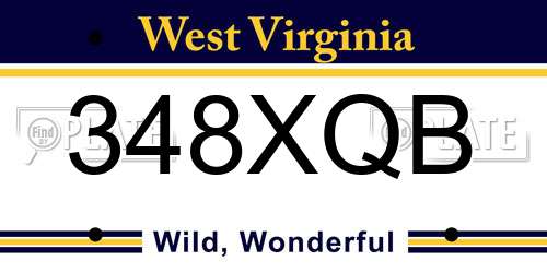 348XQB West Virginia License Plate