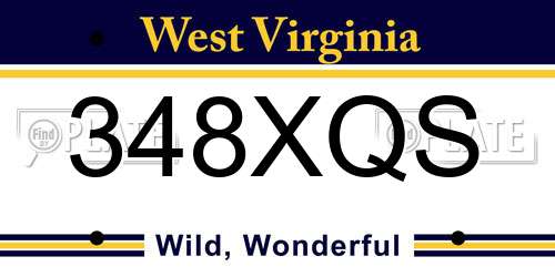 348XQS West Virginia License Plate