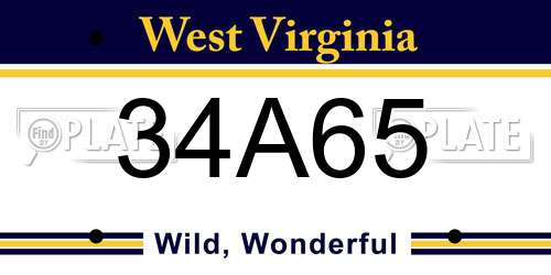 34A65 West Virginia License Plate
