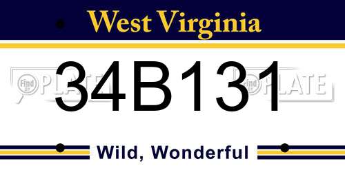 34B131 West Virginia License Plate