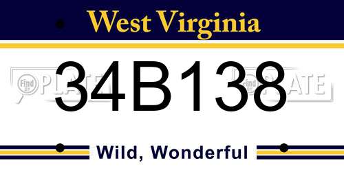 34B138 West Virginia License Plate