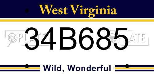 34B685 West Virginia License Plate