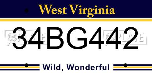 34BG442 West Virginia License Plate