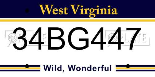 34BG447 West Virginia License Plate