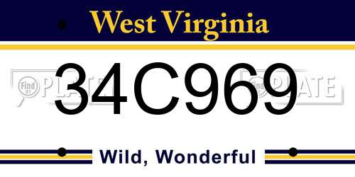 34C969 West Virginia License Plate