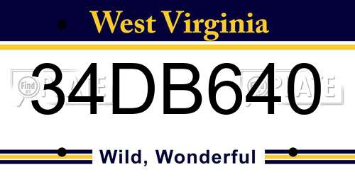 34DB640 West Virginia License Plate