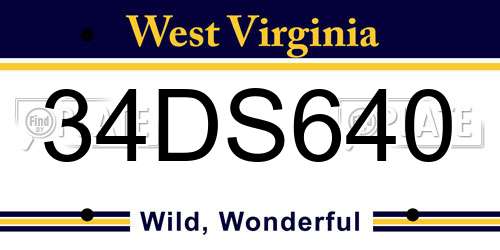 34DS640 West Virginia License Plate