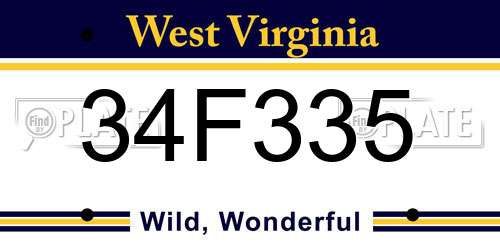34F335 West Virginia License Plate