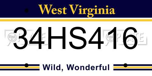 34HS416 West Virginia License Plate