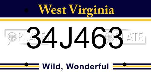 34J463 West Virginia License Plate