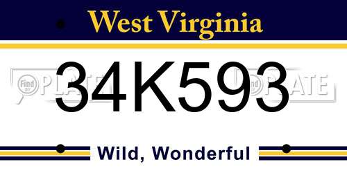 34K593 West Virginia License Plate