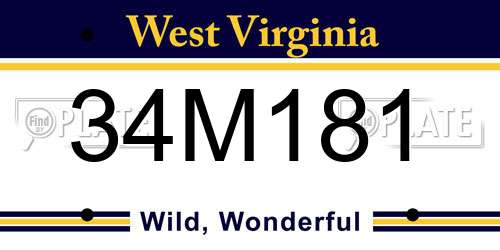 34M181 West Virginia License Plate