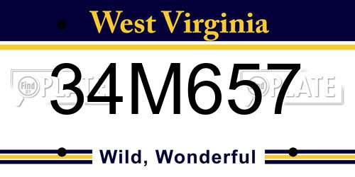 34M657 West Virginia License Plate